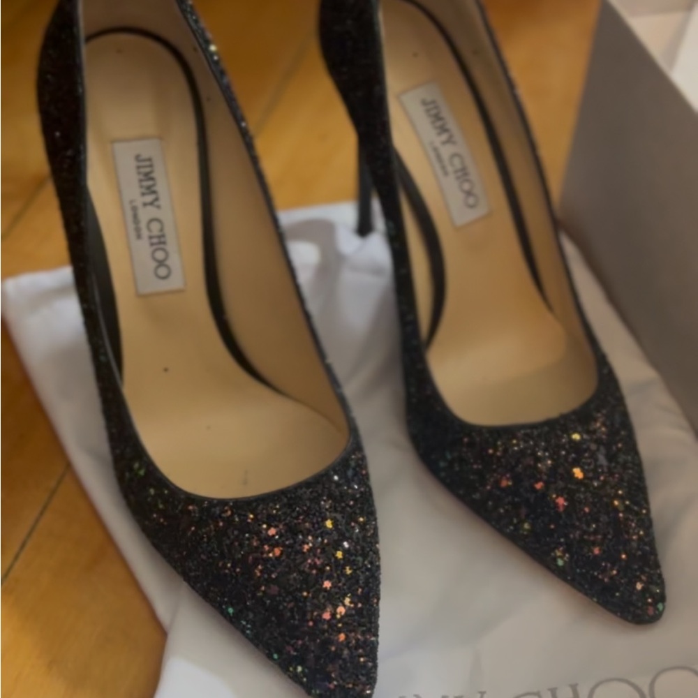 Jimmy Choo Black Sparkle Heels